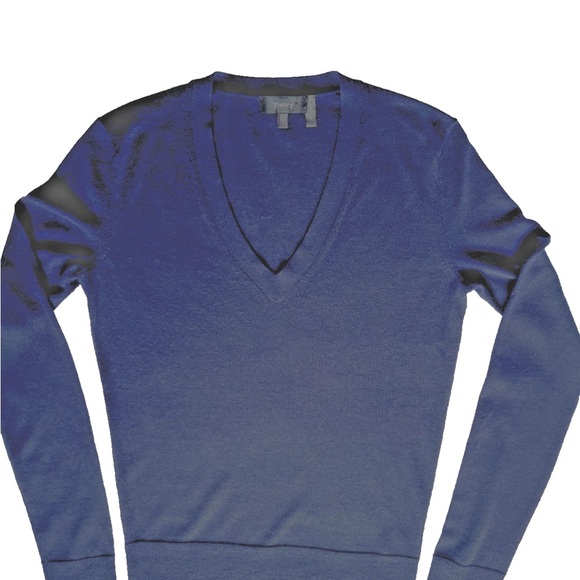 Theory sweater women Navy Blue size P Long Sleeve V-neck silk and cashmere blend - Picture 1 of 12